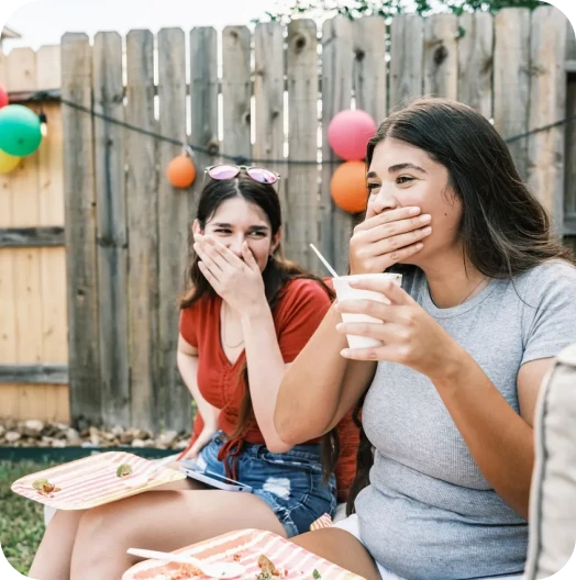 Friends enjoying a backyard gathering