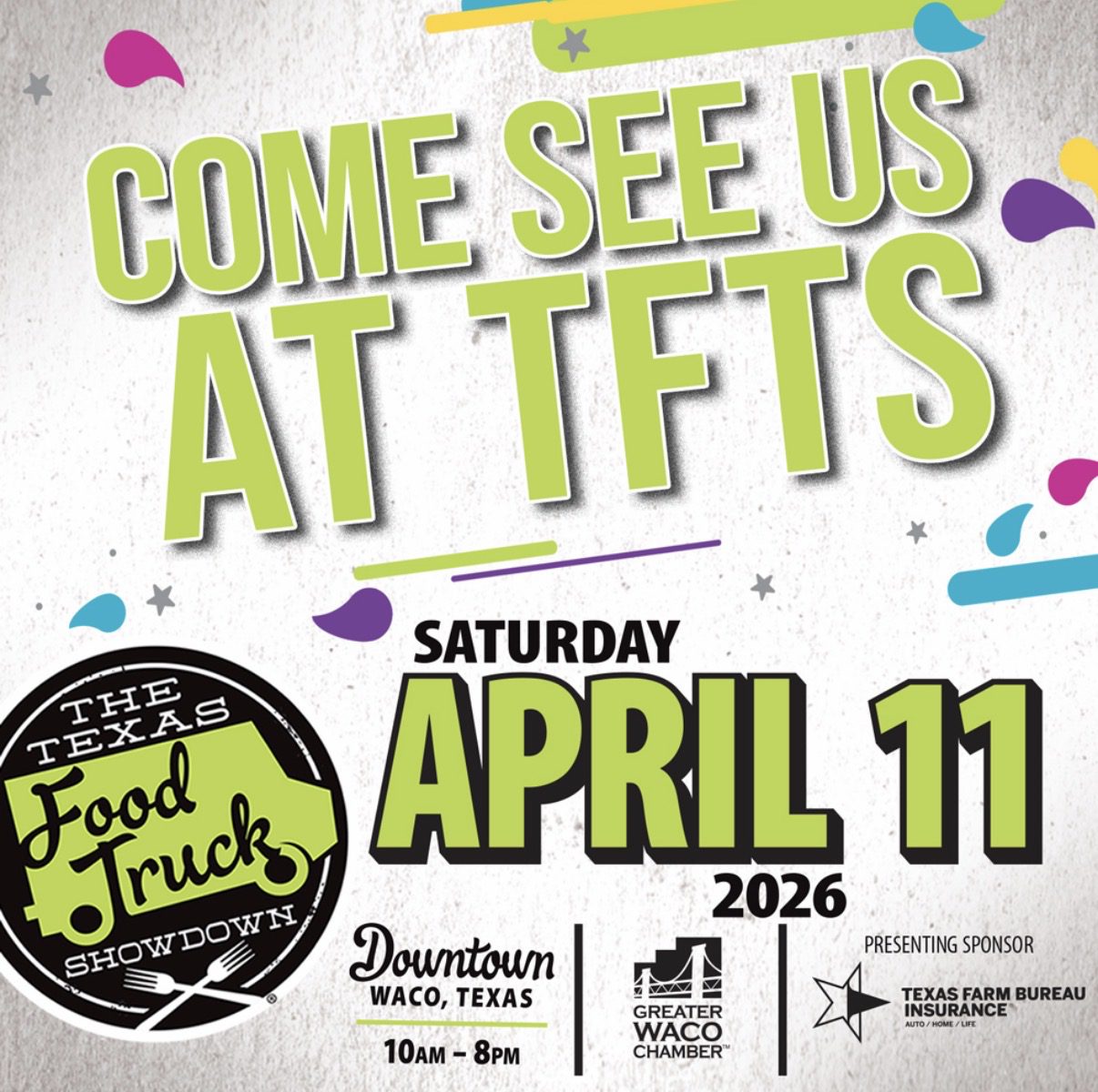 Announcement for Food Truck Festival on April 11, 2026.
