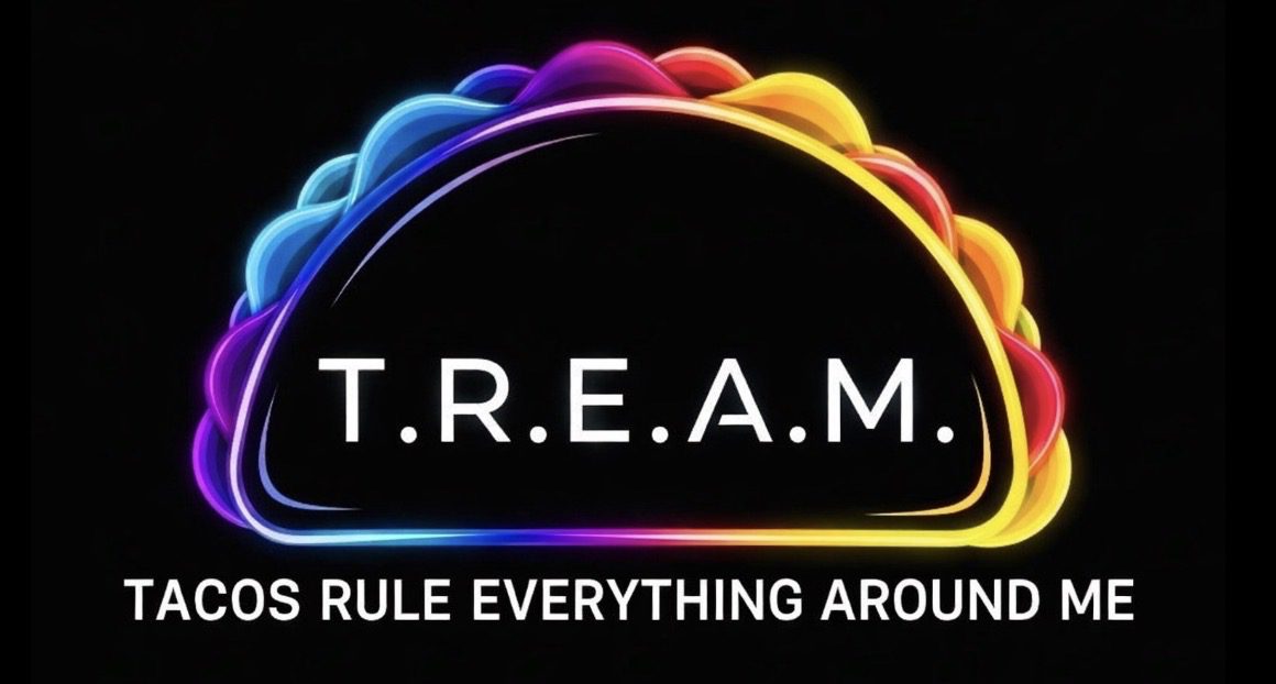 Colorful rainbow arches above the word T.R.E.A.M.